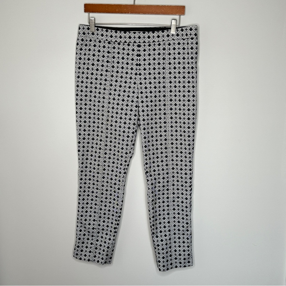 Tory Burch Heidi Jacquard Crop Pants Side Zip Workwear Office Business Size 10 - Picture 11 of 12